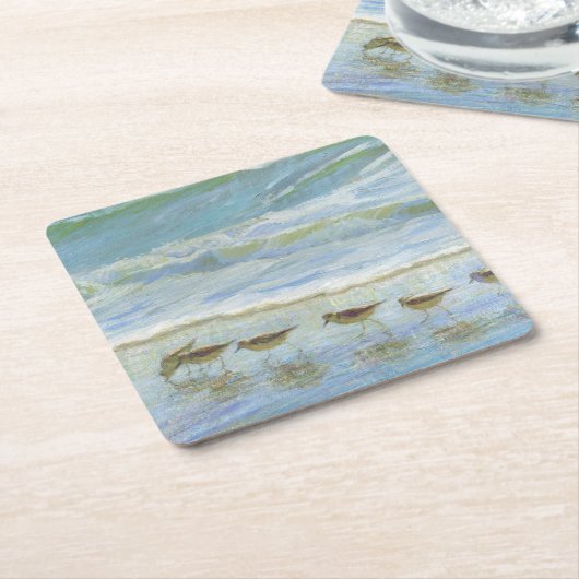 Shorevogels, een dag bij het strand kartonnen onderzetters (Schuin)