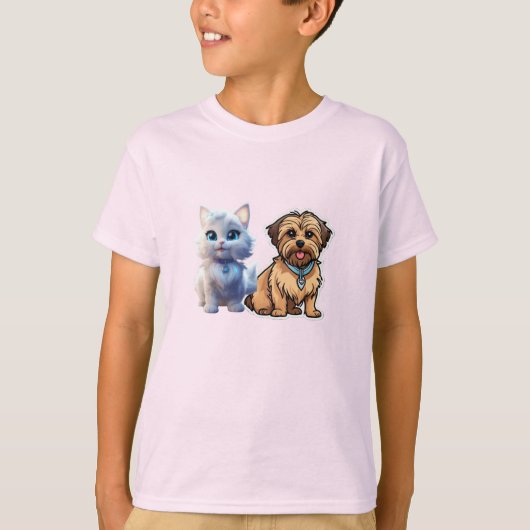 Shorkie Cartoon Sticker T-shirt Design (Voorkant)