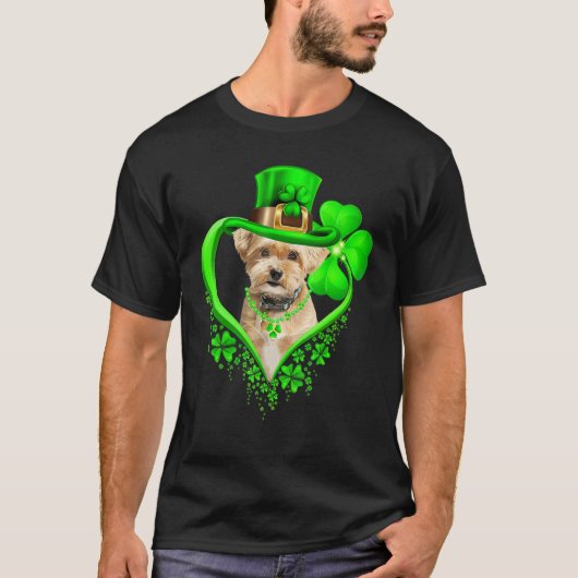 Shorkie Dog St Patricks Day Lover Irish Shamrock T-shirt (Voorkant)
