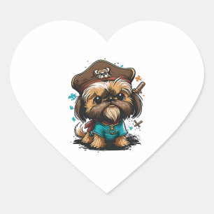 Shorkie Shih Tzu Yorkie Yorkshire Hond Pirate Hart Sticker