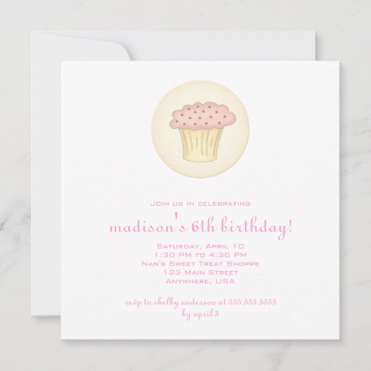 Short Cupcake-uitnodiging Kaart (Voorkant)