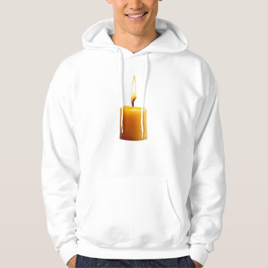 Short cylindrical candle lit with a bright flame hoodie (Voorkant)