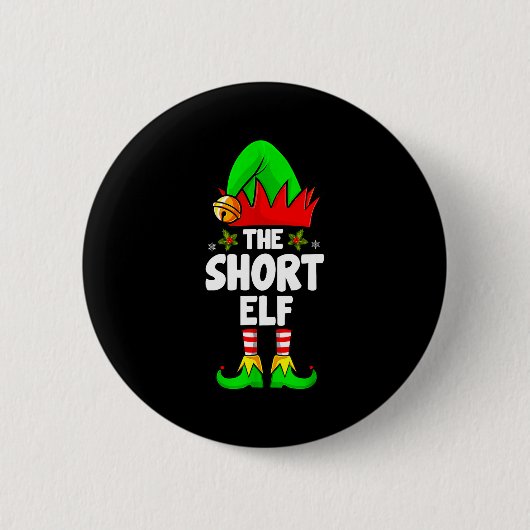 Short Elf Family Matching Group Christmas Pajamas Ronde Button 5,7 Cm (Voorkant)