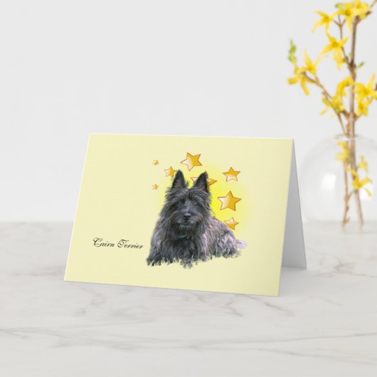 Short Haire Cairn Terrier is een ster Kaart (Gele Bloem)