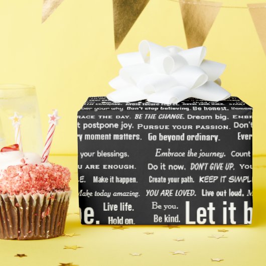 Short Inspirational Quotes On Black Cadeaupapier (Verjaardagsfeest)