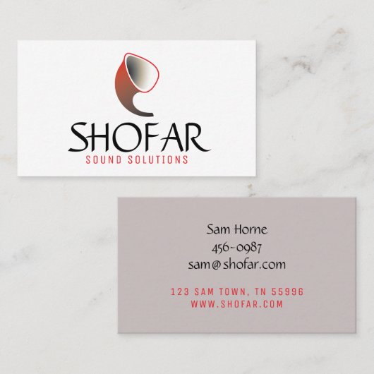 Short Shofar (rood) Visitekaartje (Voorkant / Achterkant)