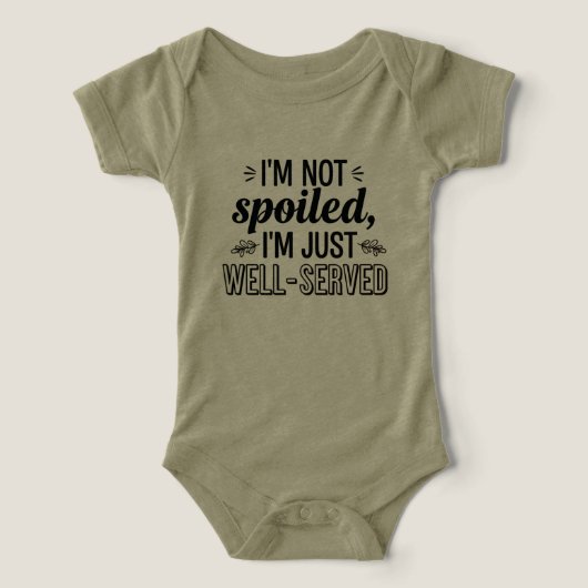 Short Sleeve Baby Bodysuit – Green, Fun Quote (Design voorkant)