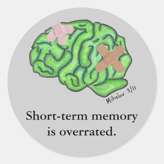 "Short-term memory"-stickers Ronde Sticker (Voorkant)