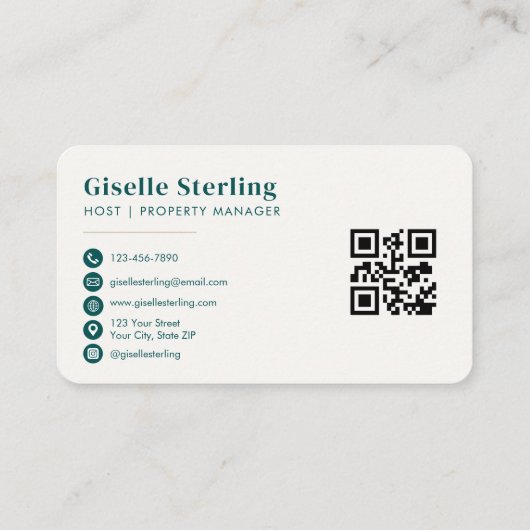 Short Term Rental QR Code Professional Visitekaartje (Achterkant)