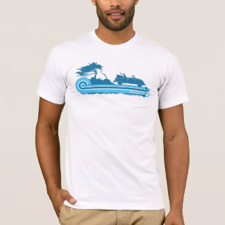 'Shortboarder' Retro Surf T-Shirt in Blauwgroen en