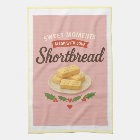 Shortbread Time Christmas Tea Towel — Soft Pink Theedoek (Verticaal)