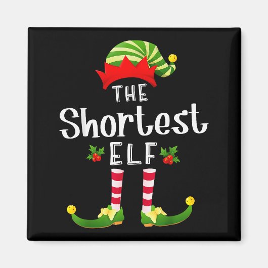 Shortest Christmas Elf Matching Pajama X-mas Party Magneet (Voorkant)