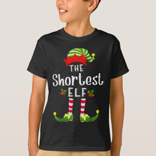 Shortest Christmas Elf Matching Pajama X-mas Party T-shirt (Voorkant)