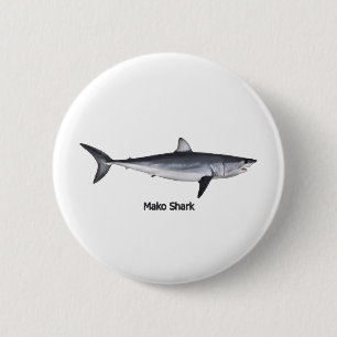 Shortfin Mako Shark Illustratie Ronde Button 5,7 Cm