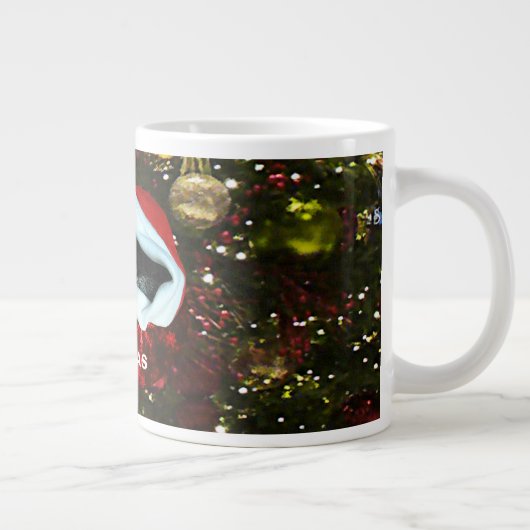 Shorthair Grijze kat Rode Kerstmis 20XX Grote Koffiekop (Rechts)