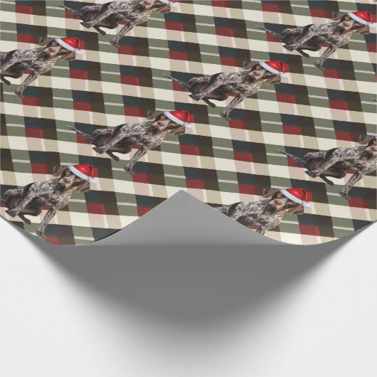 Shorthair Pointer Dog Holiday Plaid Christmas Cadeaupapier (Hoek)