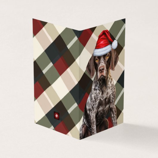 Shorthair Pointer GSP Dog Holiday Plaid Christmas Kaart (Buitenkant)