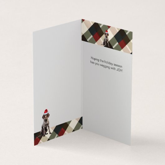 Shorthair Pointer GSP Dog Holiday Plaid Christmas Kaart (Binnen)