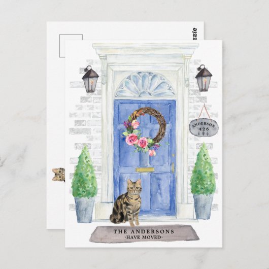 Shorthair Tabby Cat Moving Announcement Briefkaart (Voorkant / Achterkant)