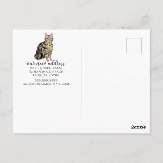 Shorthair Tabby Cat Moving Announcement Briefkaart (Achterkant)