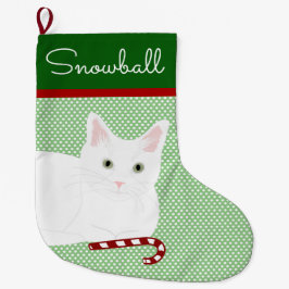 Shorthair White Cat Kerstmis stoppen Grote Kerstsok