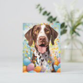 Shorthaird Pointer Happy Easter Briefkaart (Staand voorkant)