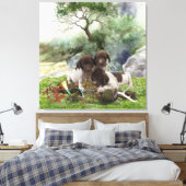 Shorthaired Pointer schattige puppies Canvas Afdruk (Insitu (Slaapkamer))