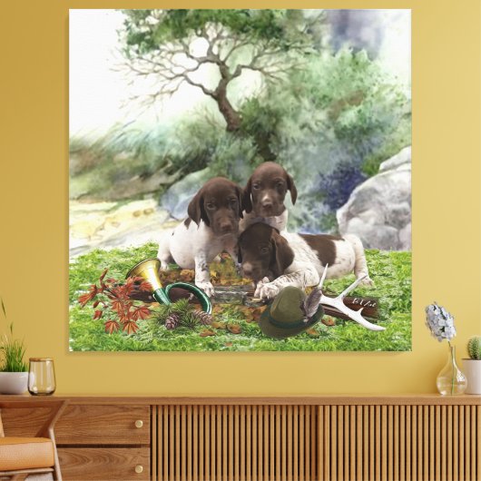 Shorthaired Pointer schattige puppies Canvas Afdruk (Insitu (Woonkamer))