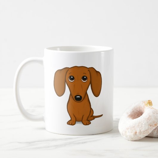 Shorthaired Red Dachshund | Cute Wiener Dog Koffiemok (Met donut)