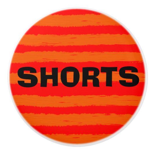 Shorts Rood Sinaasappel Waterverf Strepen Keramische Knop (Voorkant)