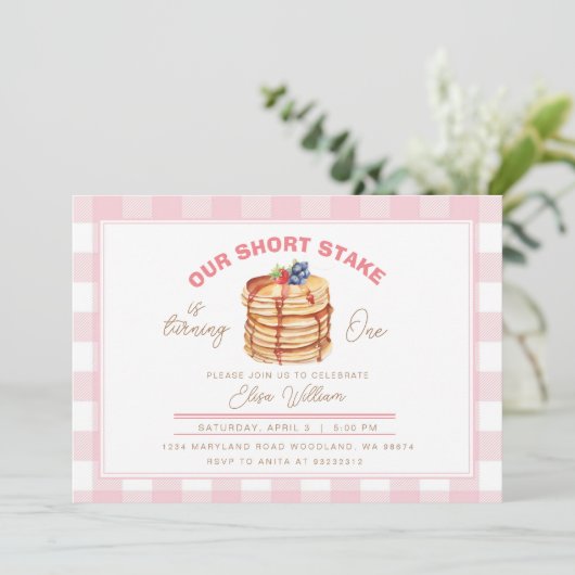 Shortstack Pancake Ontbijt Verjaardag Kaart (Staand voorkant)