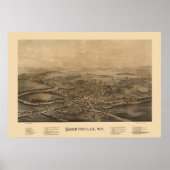 Shortsville, NY Panoramic Map - 1892 Poster (Voorkant)