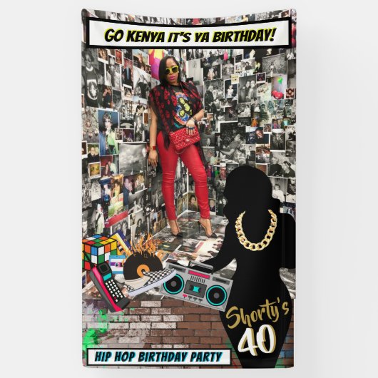 Shorty 40|Aangepaste AGE Hip Hop Foto Spandoek (Verticaal)