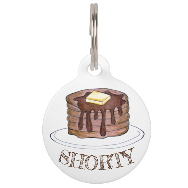 Shorty Short Stack Pancake Breakfast Butter Syrup Huisdierpenning (Voorkant)