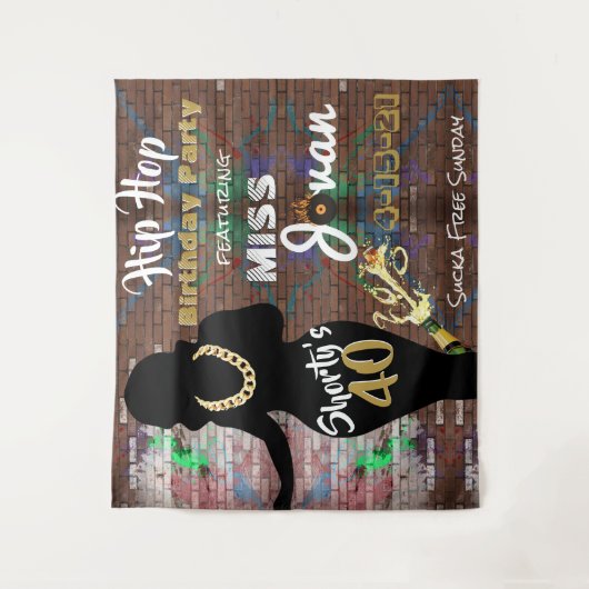 Shorty's 40| 90's Hip Hop Birthday Backdrop Wandkleed (Voorkant)