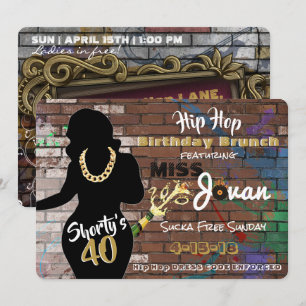 Shorty's 40 Hip Hop Birthday Uitnodigingen {5x7}