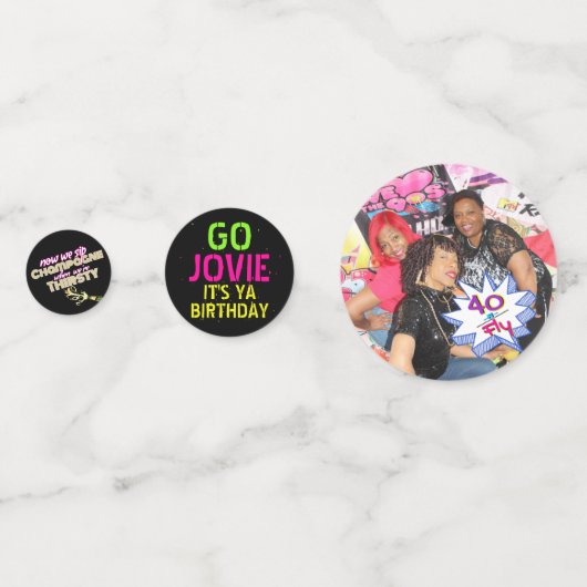 Shorty's 40|Retro Hip Hop Birthday Photo Confetti (Voorkanten)