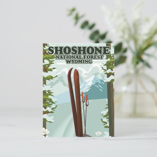 Shoshone National Forest Ski-reisposter Briefkaart (Staand voorkant)