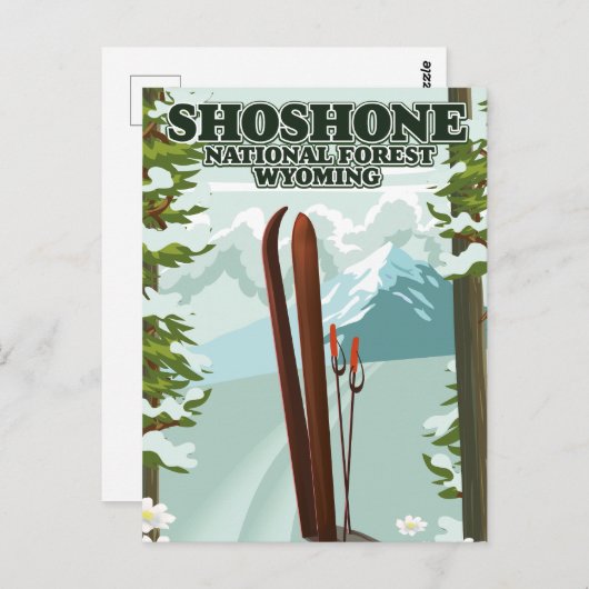 Shoshone National Forest Ski-reisposter Briefkaart (Voorkant / Achterkant)
