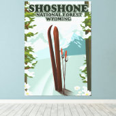 Shoshone National Forest Ski-reisposter Canvas Afdruk (Insitu (Houten vloer))