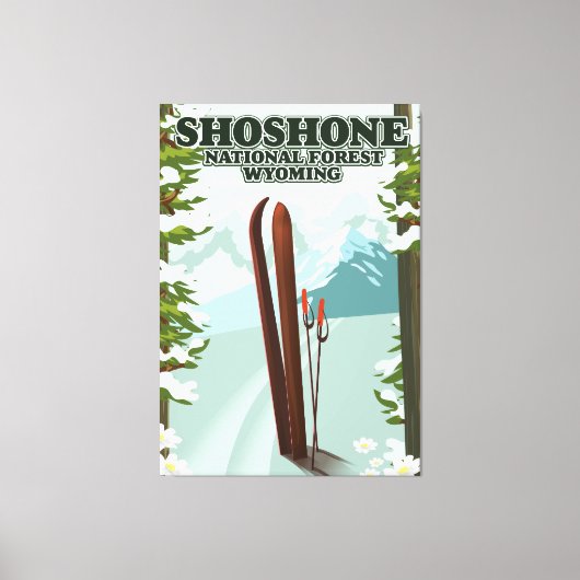Shoshone National Forest Ski-reisposter Canvas Afdruk (Voorkant)