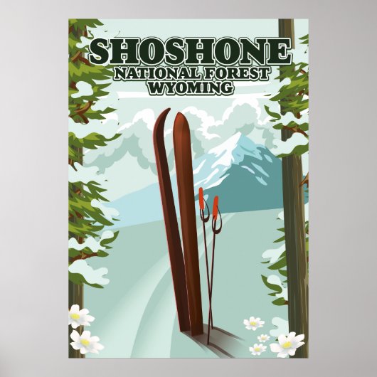Shoshone National Forest Ski-reisposter Poster (Voorkant)