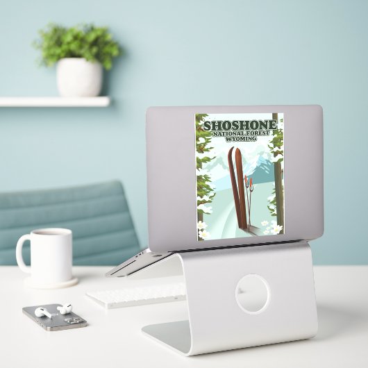 Shoshone National Forest Skireisposter  Sticker (Laptop op bureau)