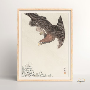 Shoson Ohara Eagle in Snowstorm Japanse Vogelkunst Poster