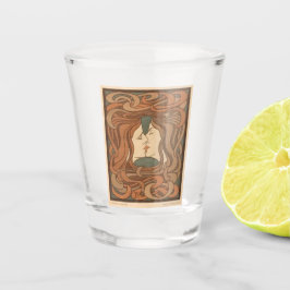 shot glaasje met jugendstill afbeelding glas