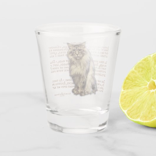 Shot glas - zwart zilver tabby Maine Coon kat (Achterkant)