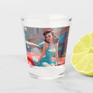 Shot Glass Brunette Pin-Up Girl Shot Glas