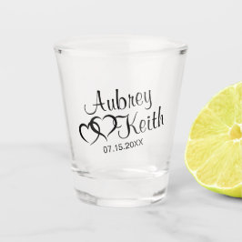 Shot Glass Keepsake met bruid en bruidegom naam Glas