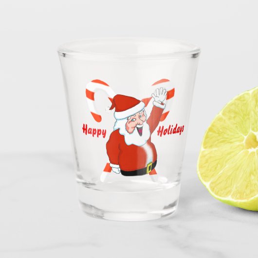 Shot Glass, kerstman met snoepsuikerriet Glas (Voorkant)