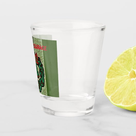 Shot Glass Kerstornament met Humoristisch Gezegde Shot Glas (Rechts)